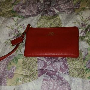 Authentic Coach Wristlet red leather